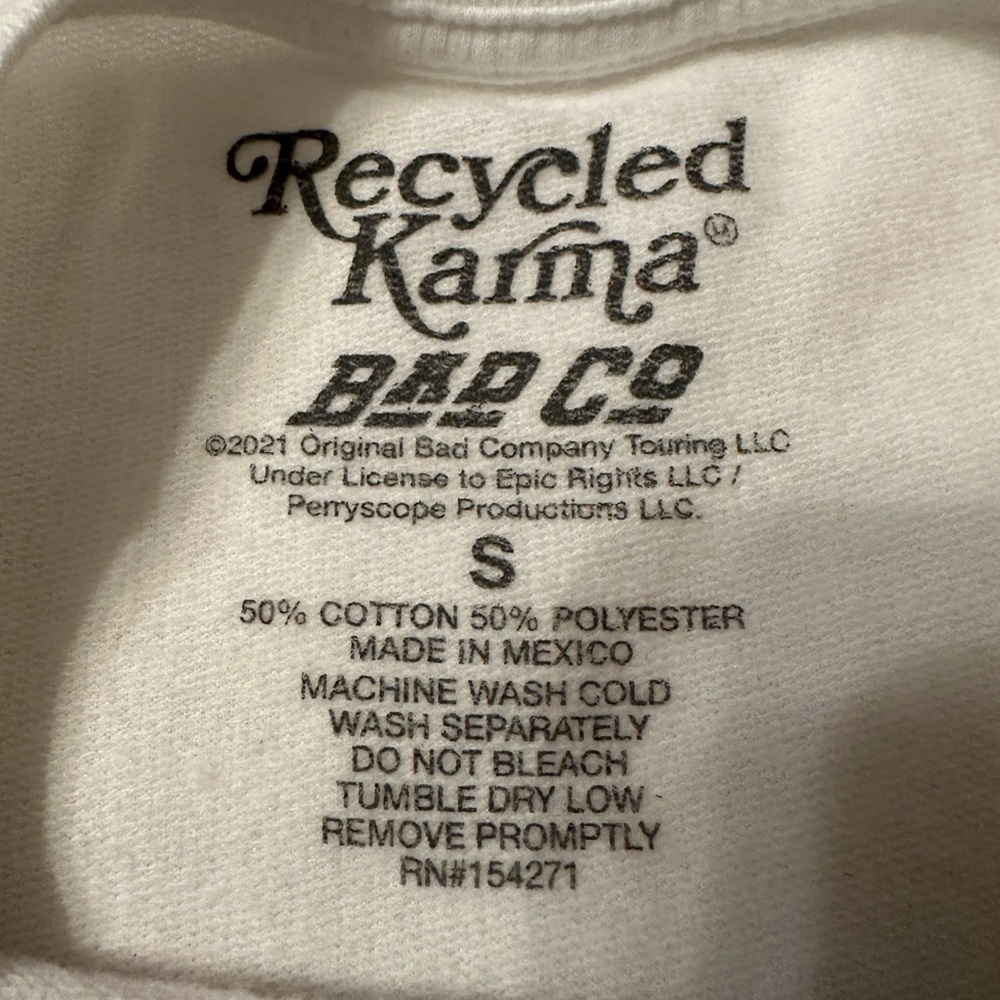 Recycled Karma Bad Company Tour Slim-Fit Band Sweatshirt-NWOT-Size S (Oversized) - Picture 8 of 10